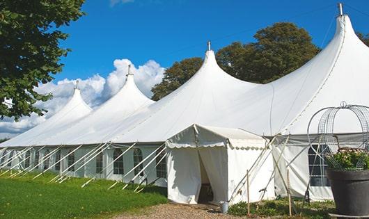 portable restrooms arranged for a event, providing quick and easy access for attendees in Mead